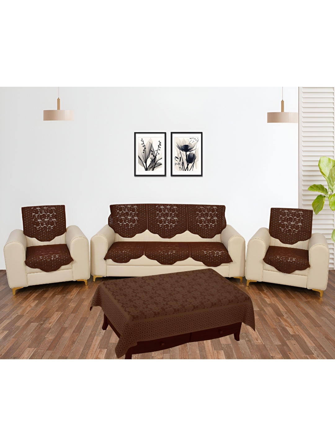 

BIGGER FISH Brown 10 Pieces 5 Seater Sofa Covers