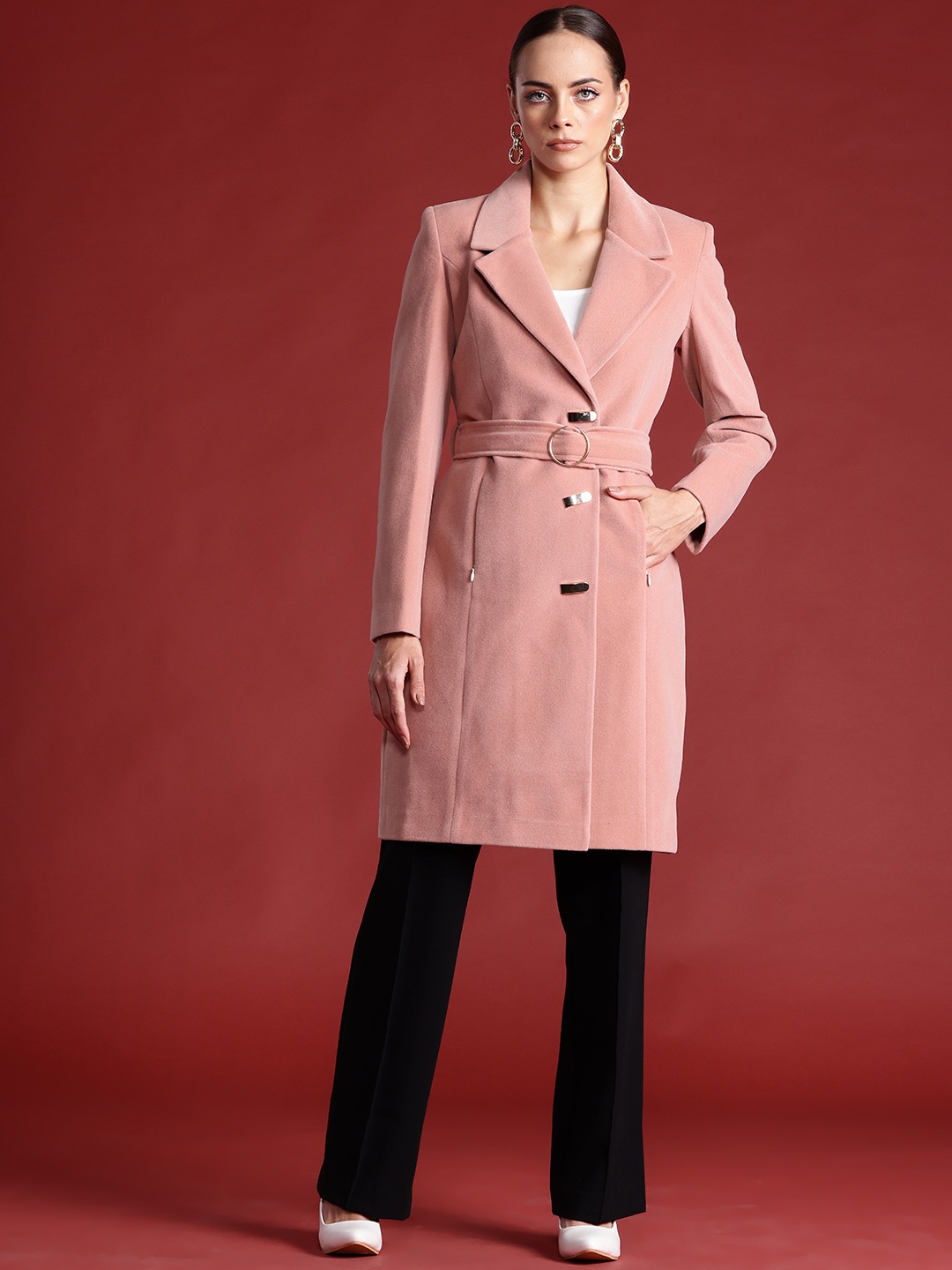 

all about you all about you Single Breasted Longline Fuzzy Overcoat, Pink