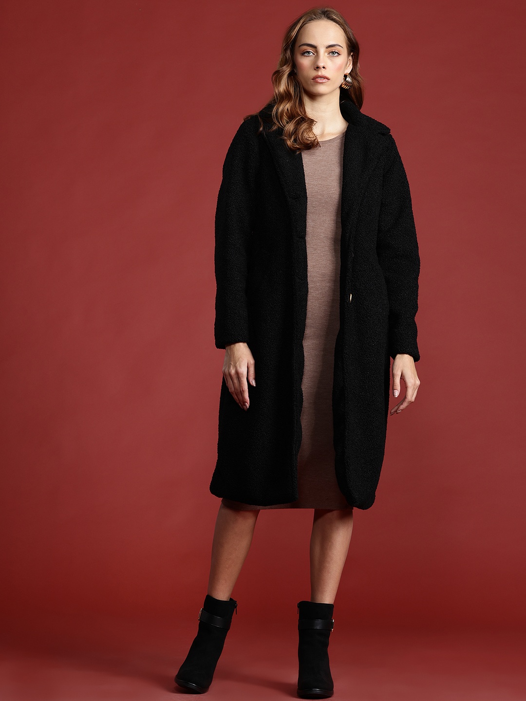 

all about you Overcoat with Sherpa Detail, Black
