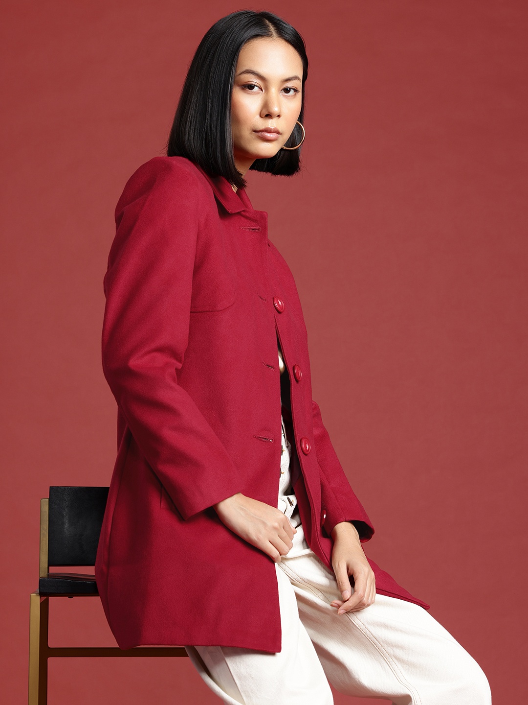 

all about you Hip-Length Overcoat, Red