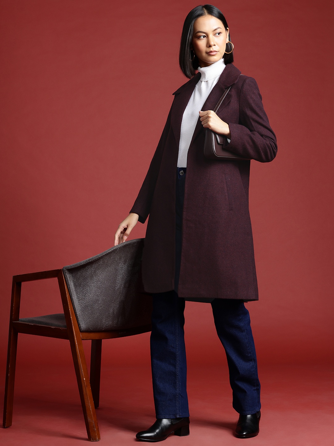 

all about you Longline Overcoat, Maroon