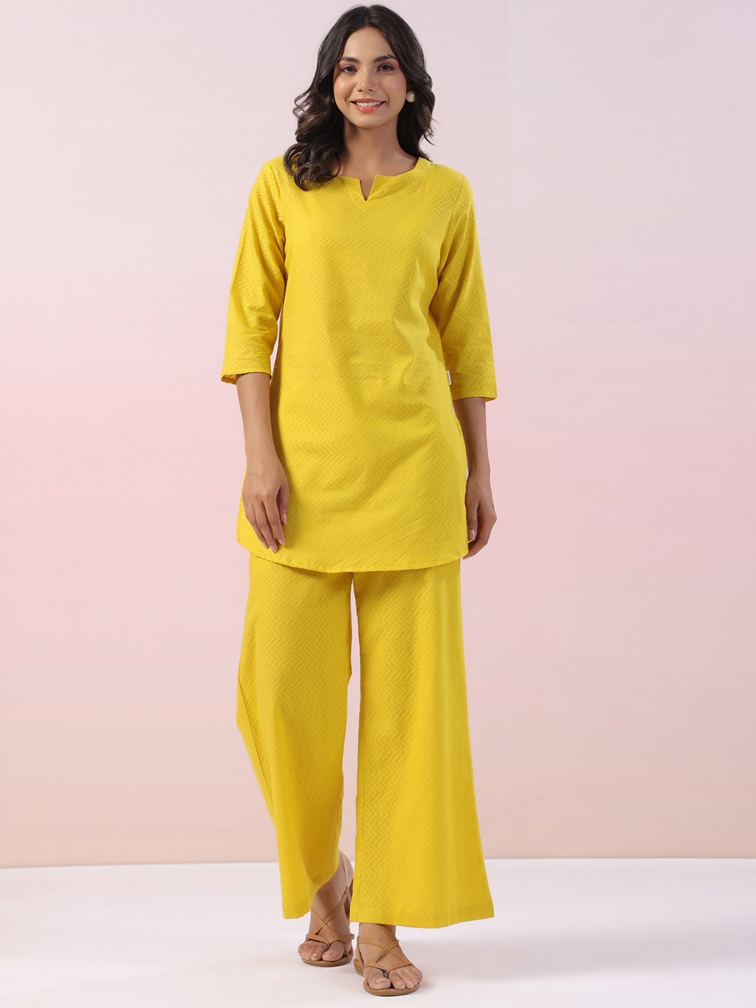 

JISORA Round Neck Pure Cotton Night Suits, Yellow
