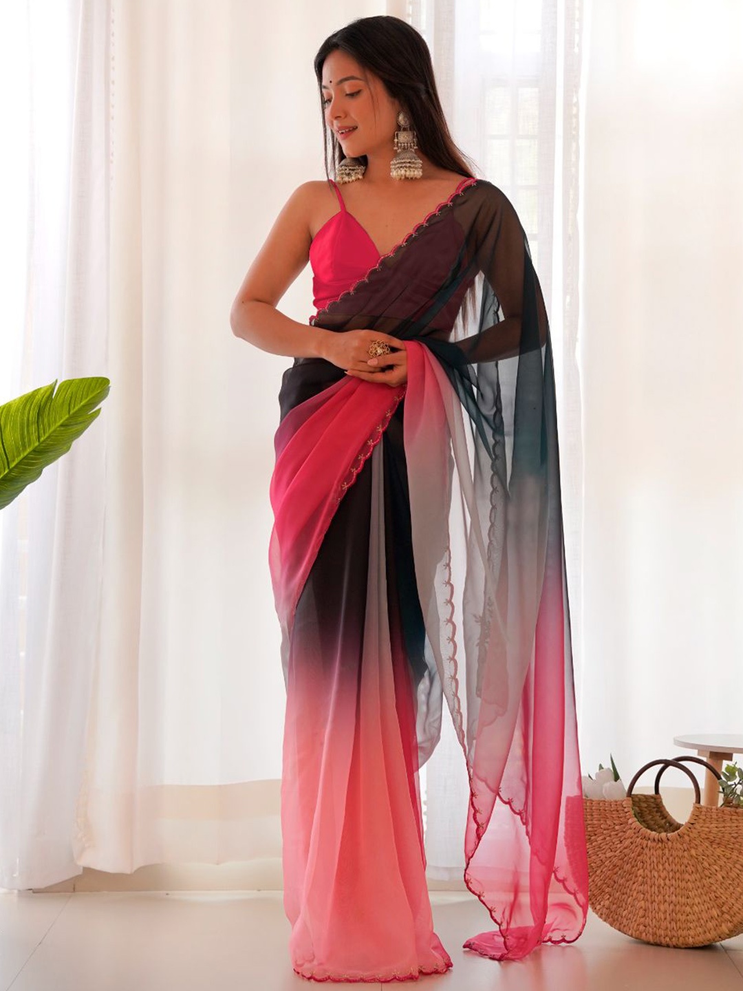 

Mitera Black Ombre Organza Saree