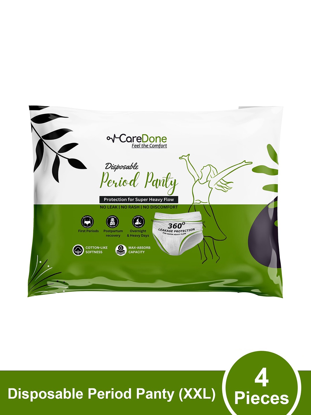 

CareDone 4Pcs Leak-Proof Disposable Period Panties - XXL, White