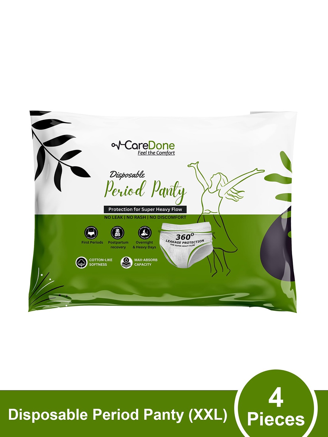 

CareDone 4Pcs Leak-Proof XXL Disposable Period Panties, White