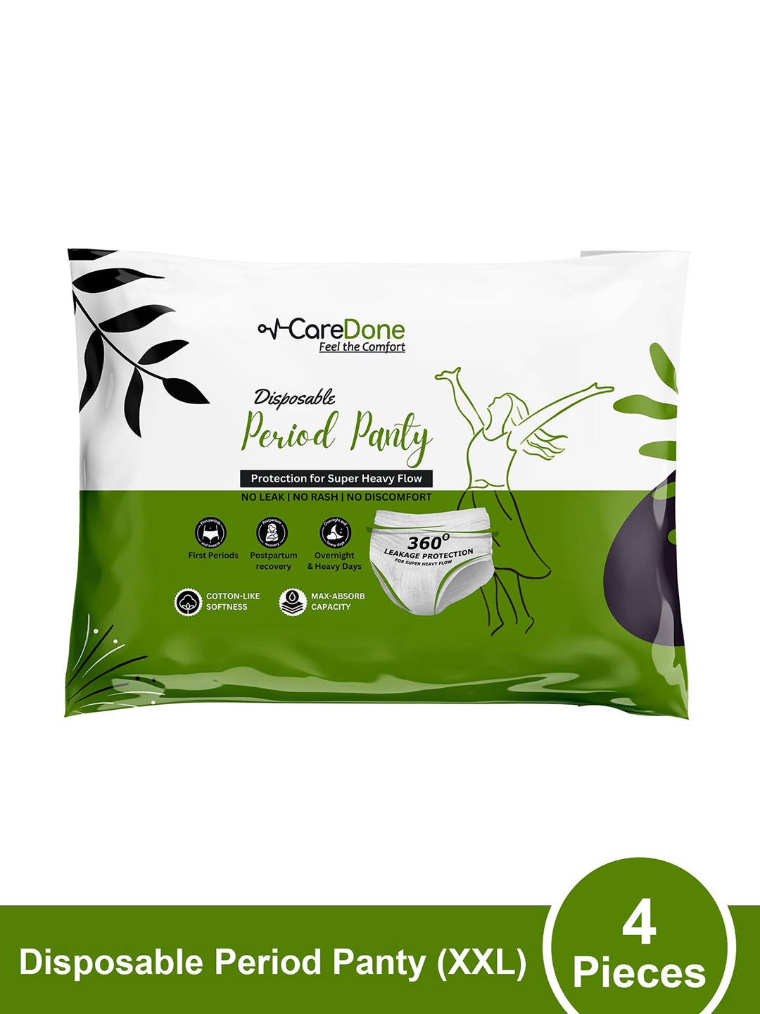 

CareDone 4Pcs Leak-Proof Disposable Period Panties-XXL, White