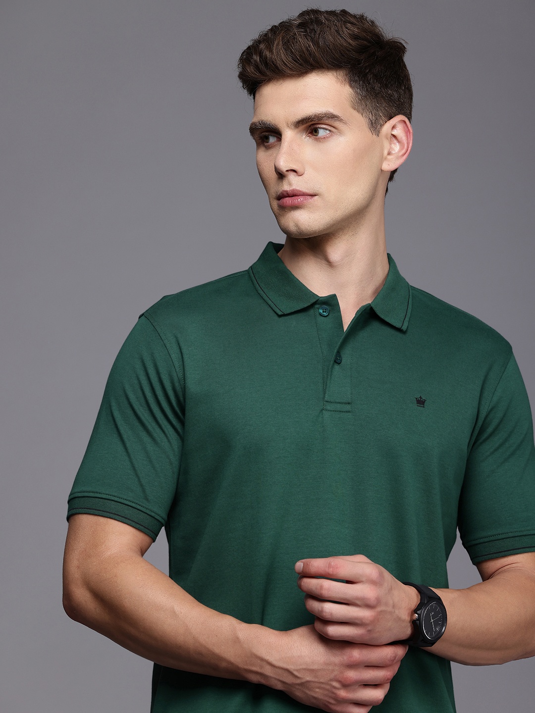 

Louis Philippe Polo Collar Pure Cotton T-shirt, Green