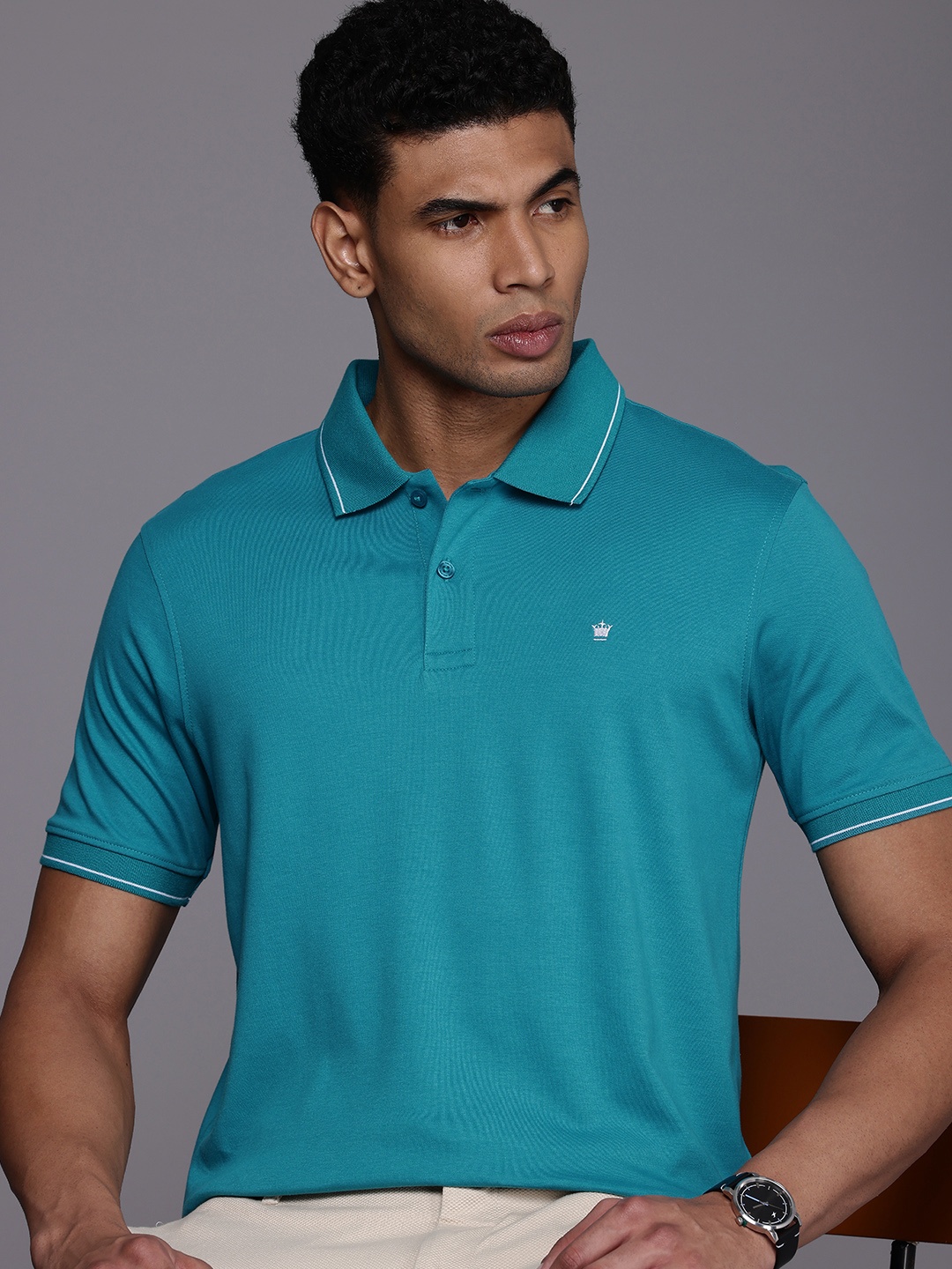 

Louis Philippe Polo Collar Pure Cotton T-shirt, Blue