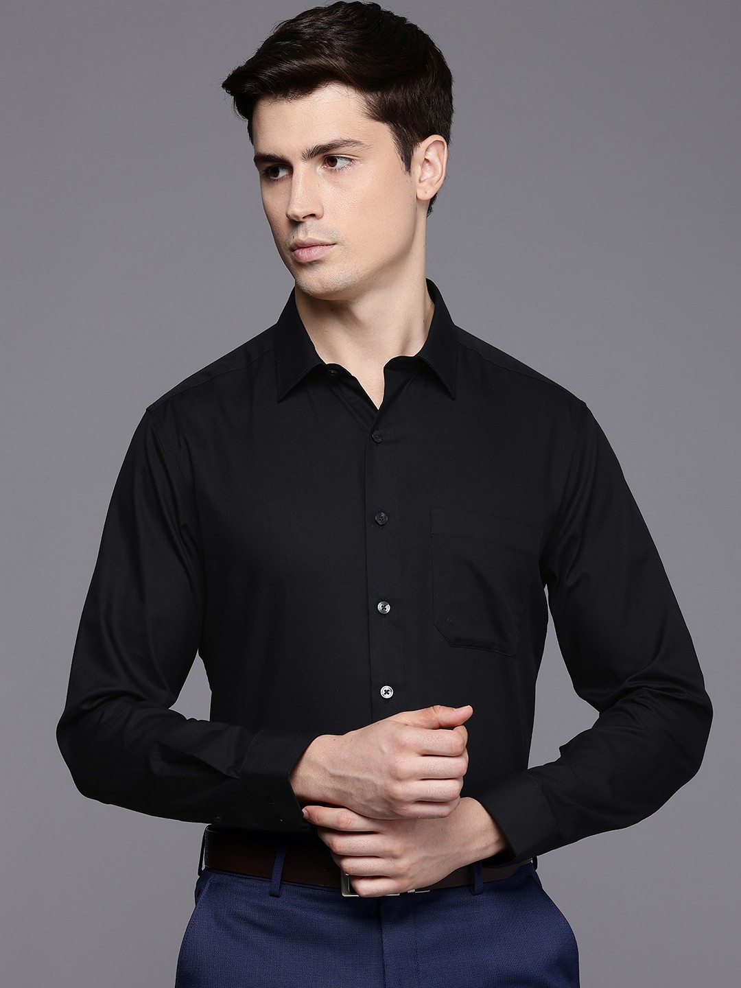 

Louis Philippe Pure Cotton Slim Fit Formal Shirt, Black