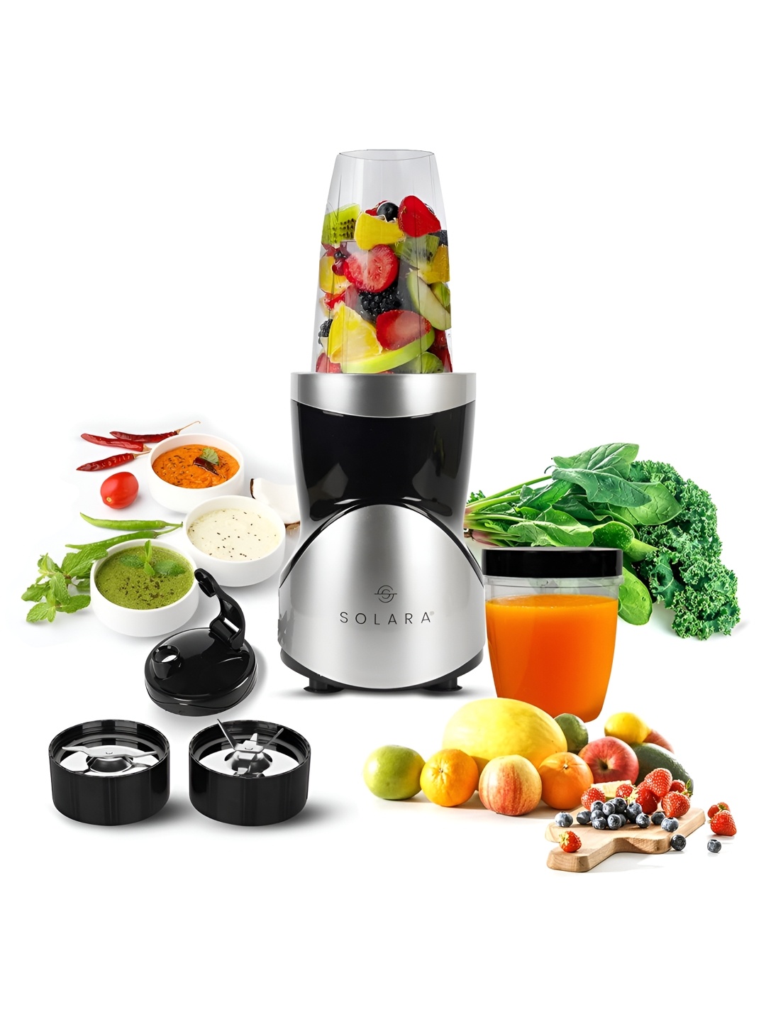 

Solara Black Blendeasy Blender - 2 Jars - 700 ml 300 ml, Silver