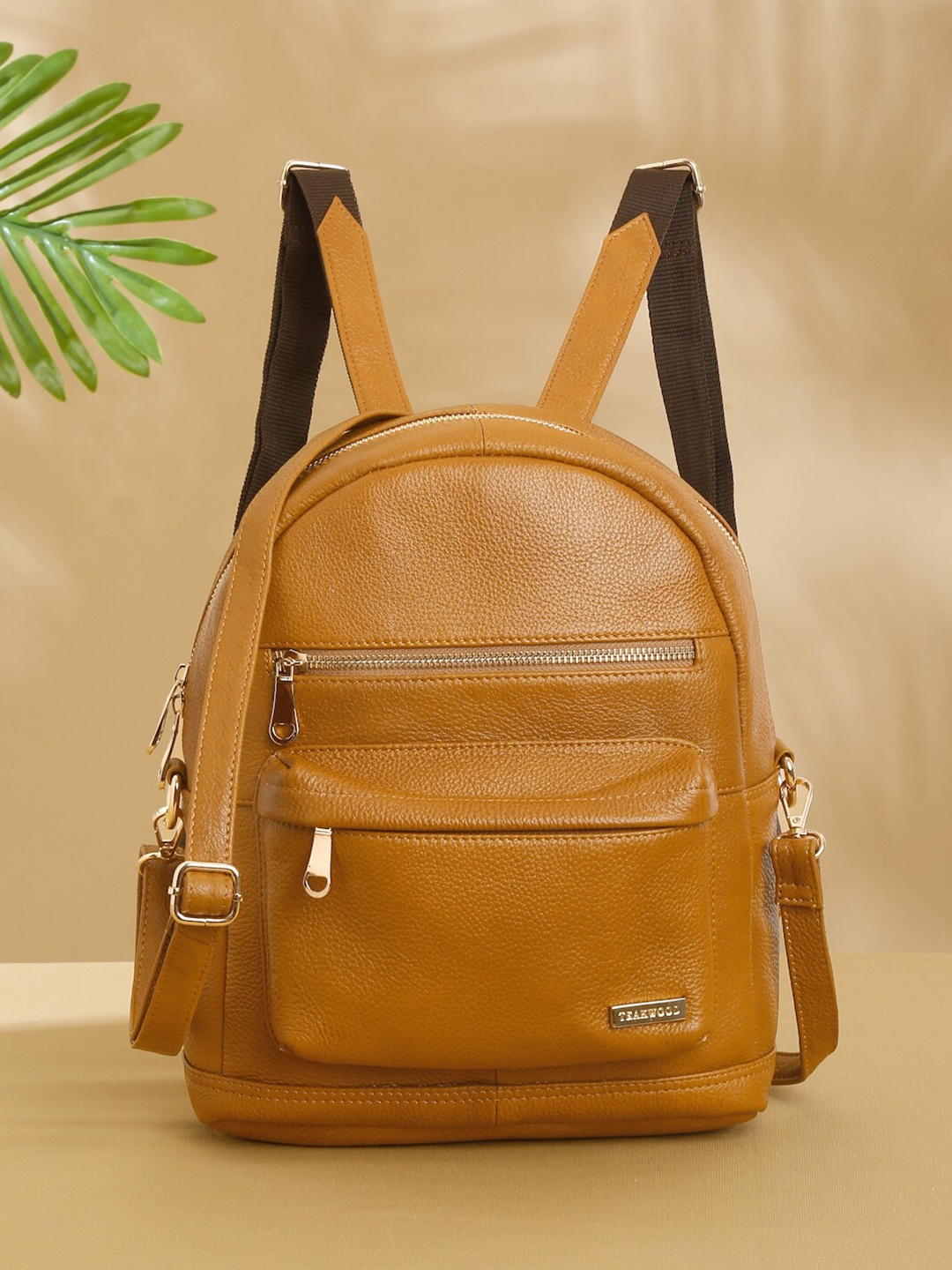 

Teakwood Leathers Women Textured Backpack, Yellow