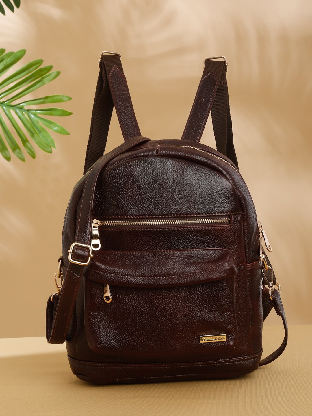 

Teakwood Leathers Textured Non-Padded Leather Backpack, Brown
