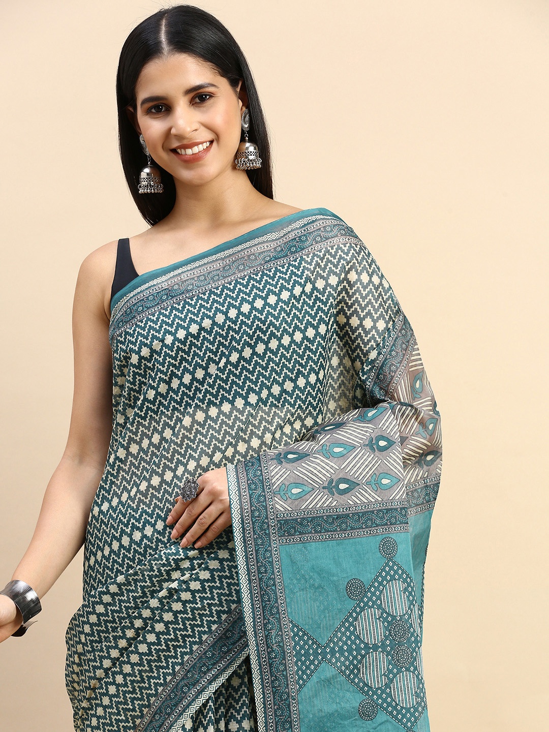 

SHANVIKA Pure Cotton Saree, Teal