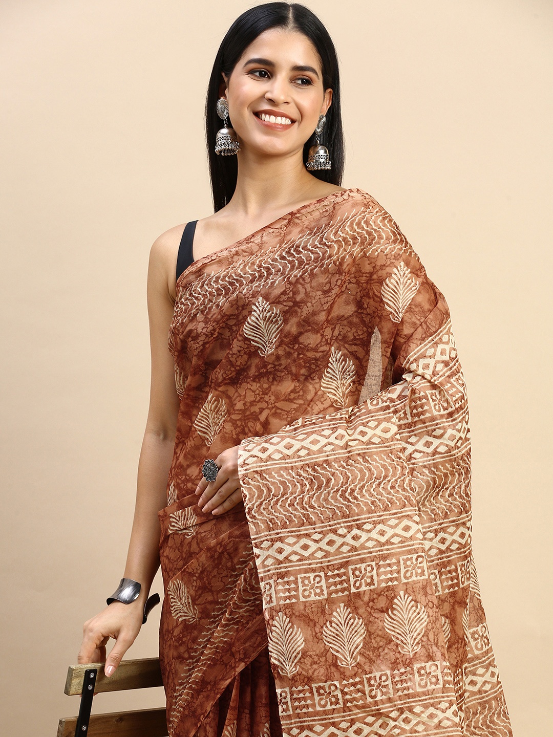 

SHANVIKA Pure Cotton Saree, Rust