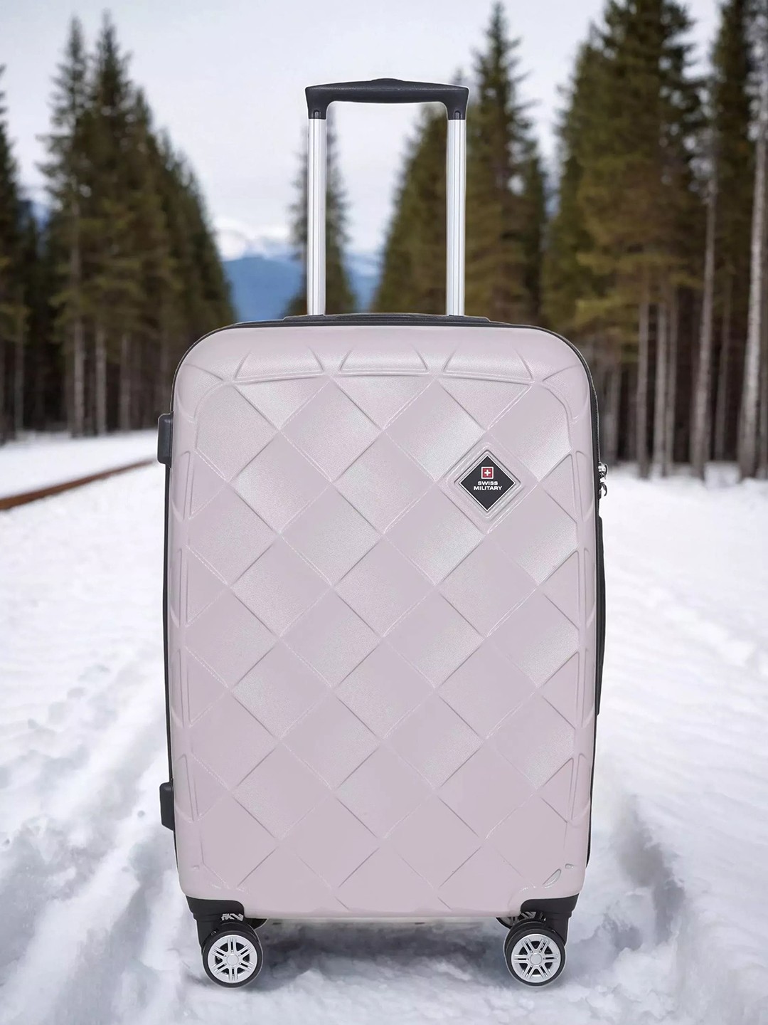 

SWISS MILITARY Textured Hard-Sided Medium Trolley Suitcase, Cream