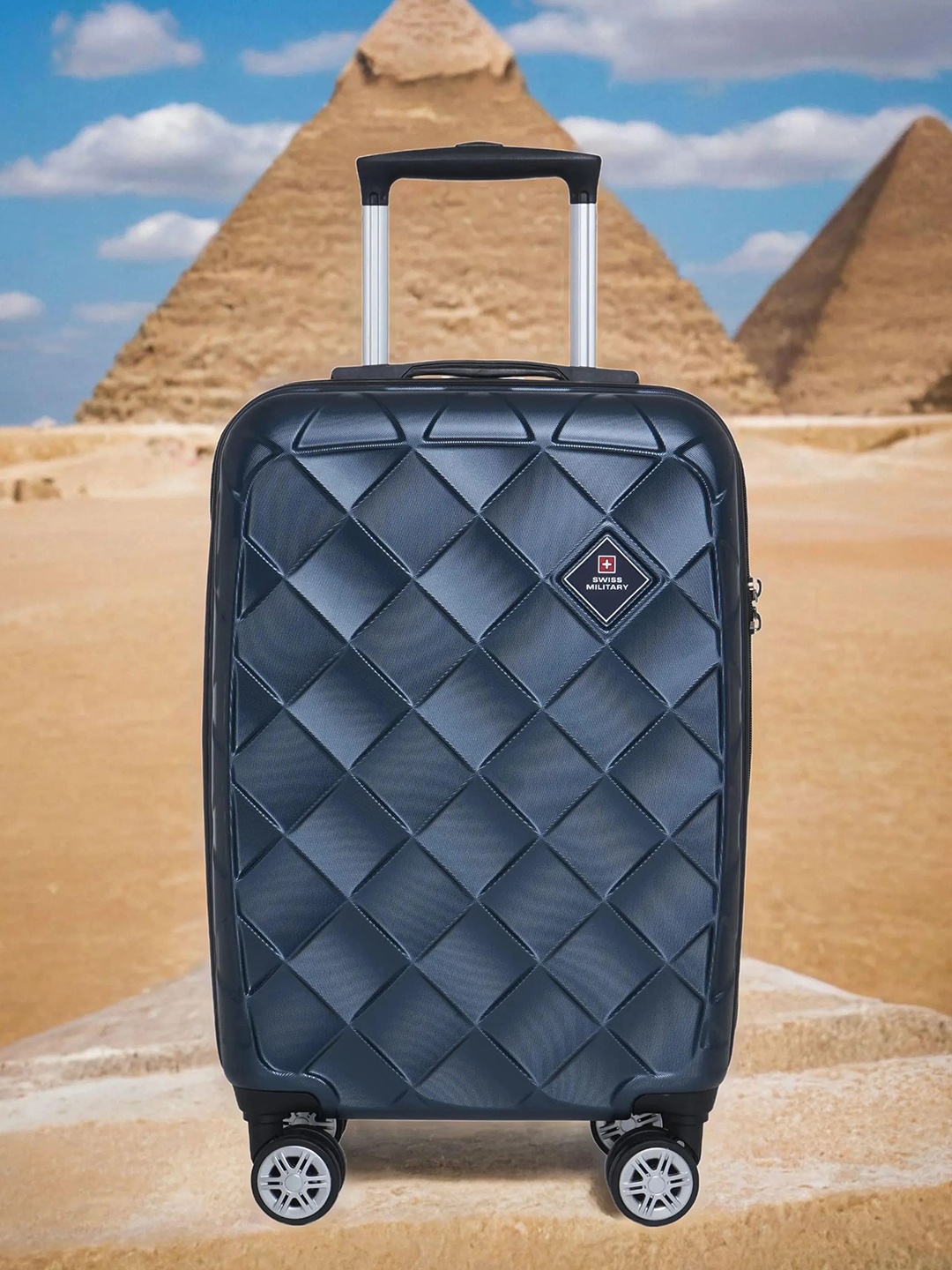 

SWISS MILITARY JUPITOR Textured Hard-Sided Cabin Trolley Bag, Navy blue
