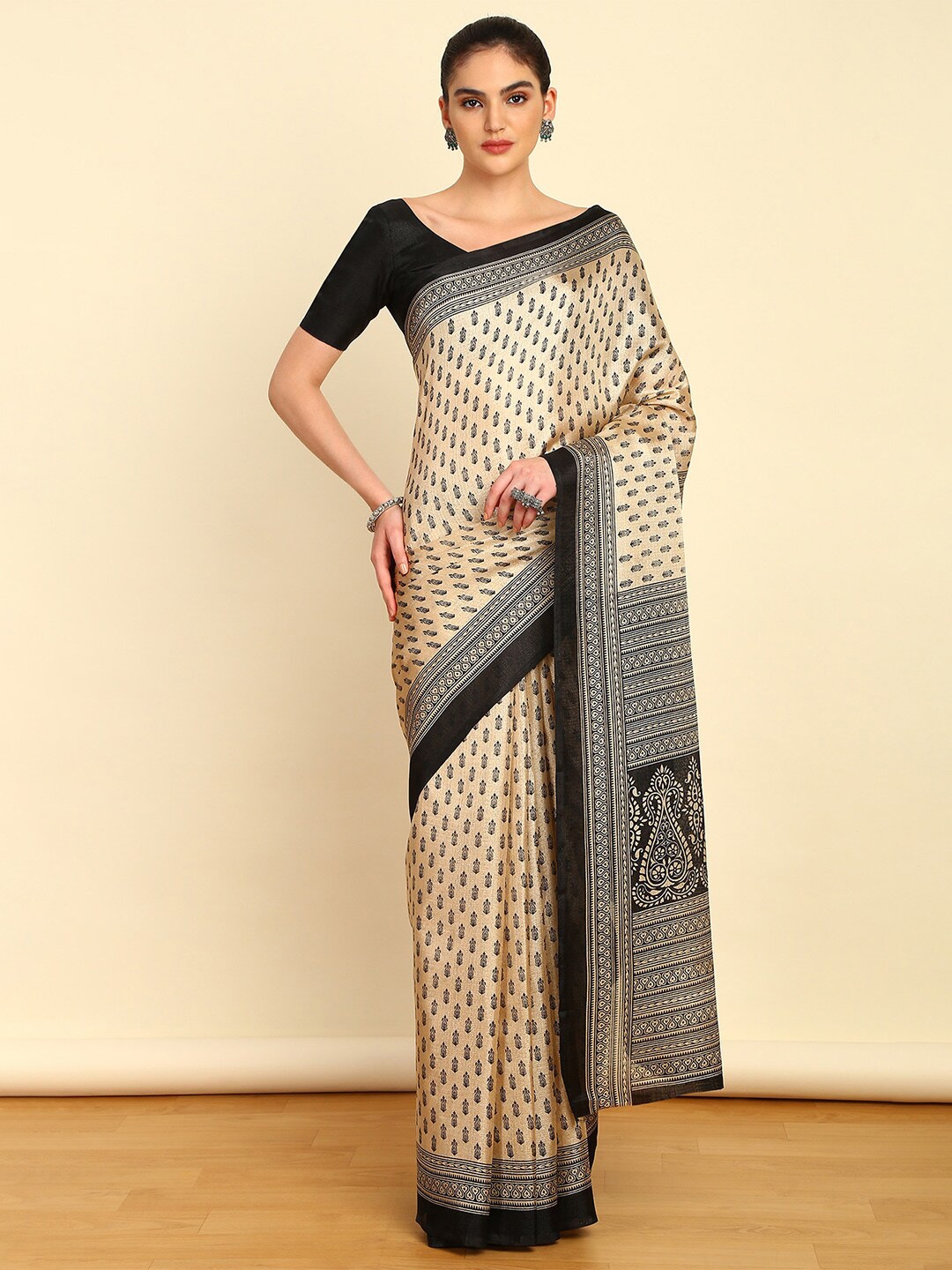 

Soch Ethnic Motifs Art Silk Saree, Beige