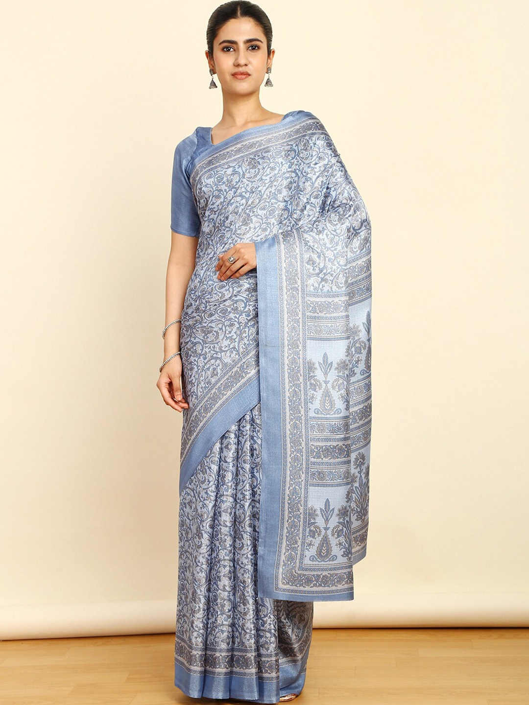 

Soch Ethnic Motifs Printed Zari Saree, Blue