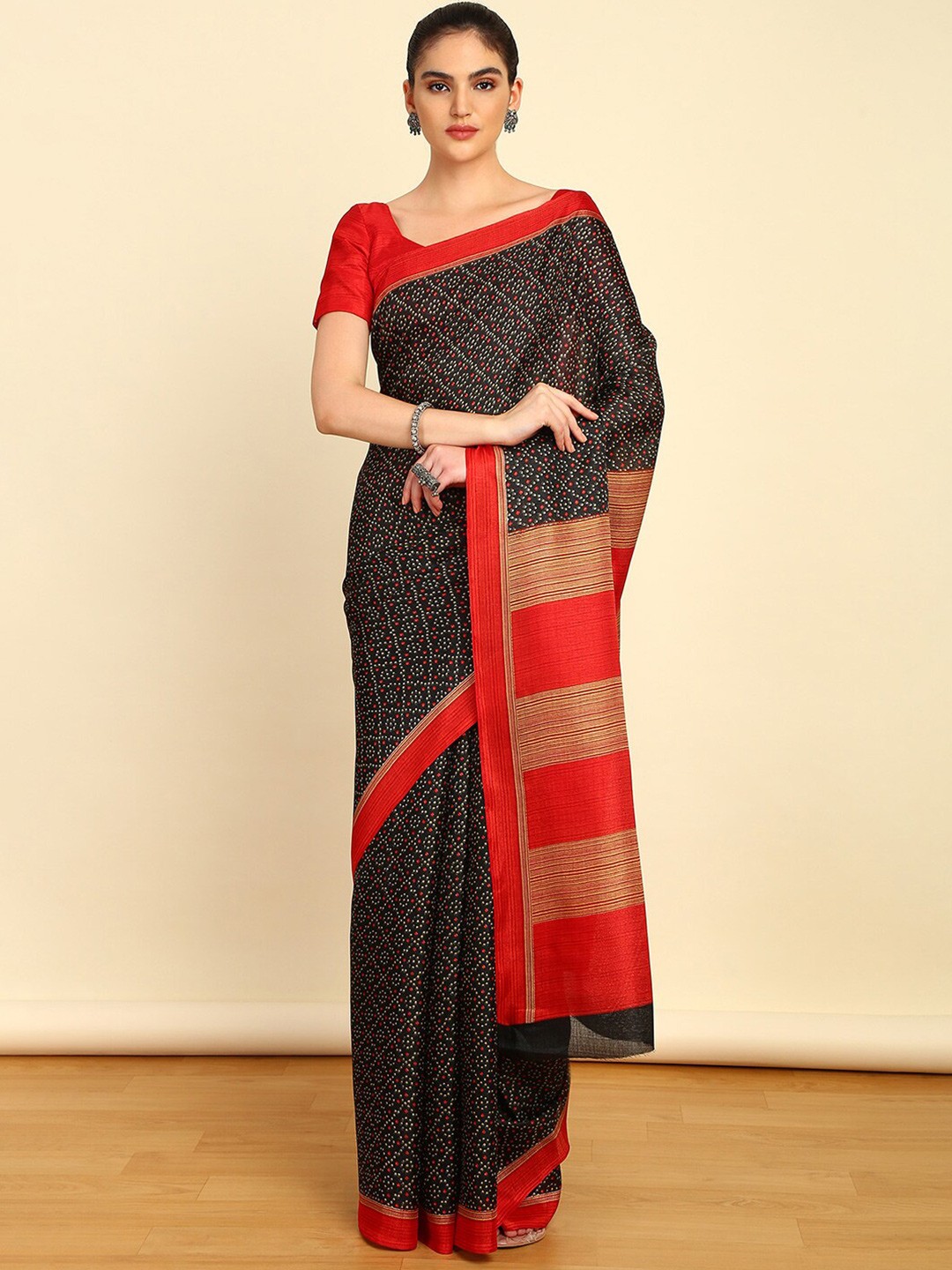 

Soch Bandhani Printed Saree, Black
