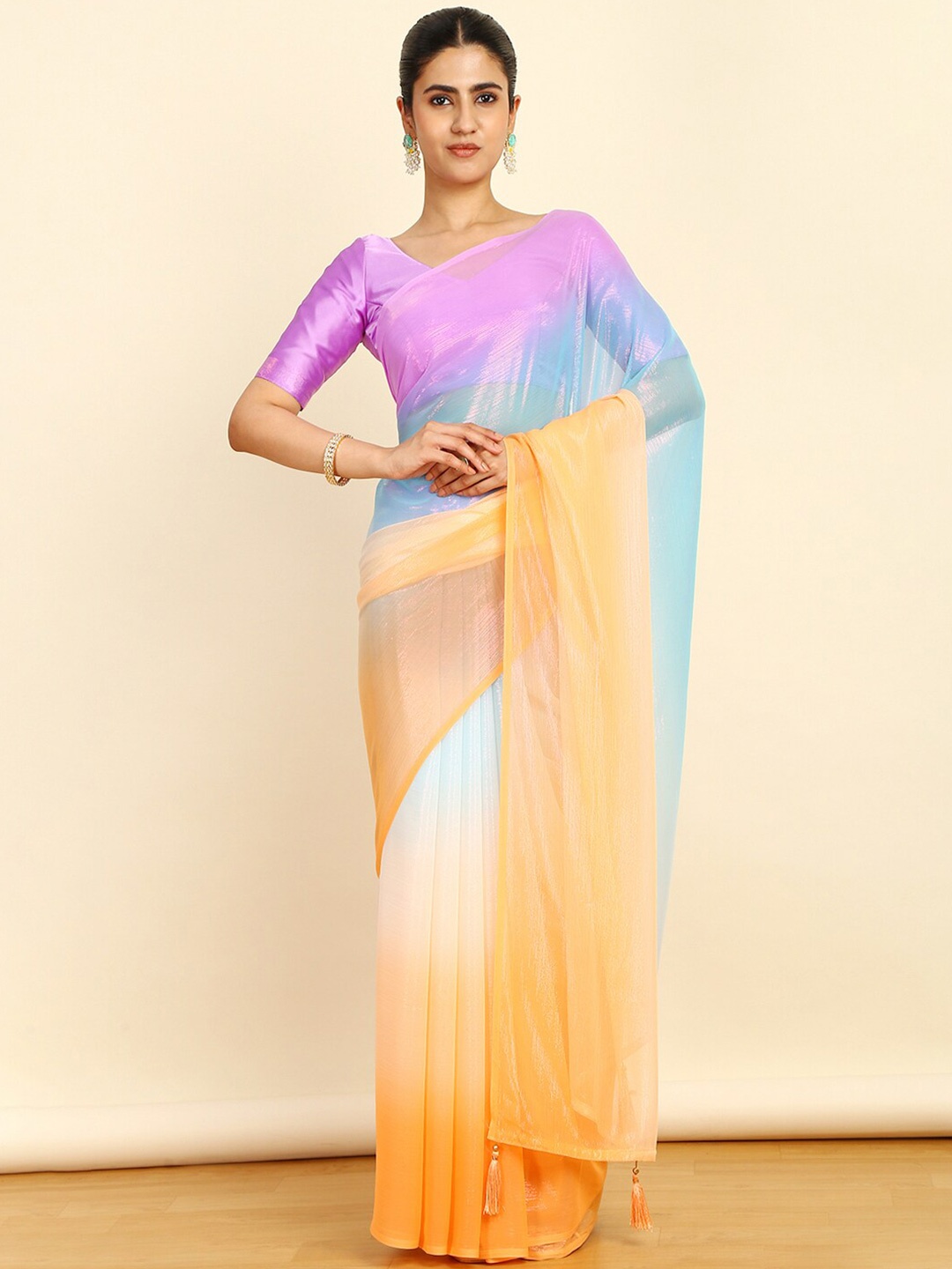 

Soch Ombre Pure Chiffon Saree, Lavender