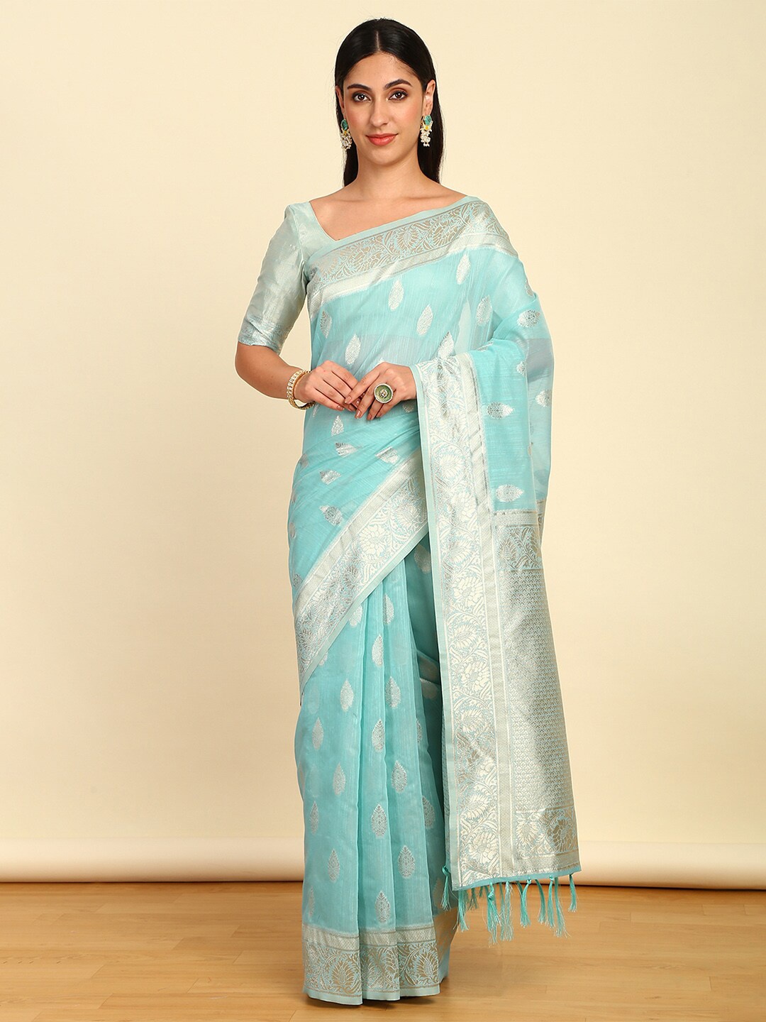 

Soch Woven Design Tussar Zari Saree, Blue