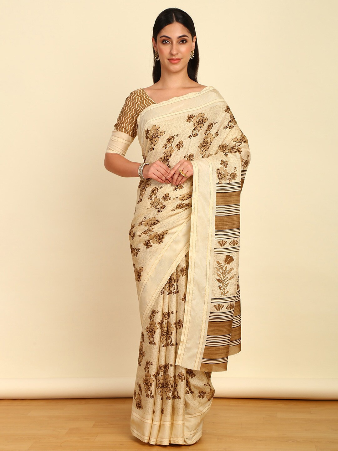 

Soch Floral Printed Saree, Beige