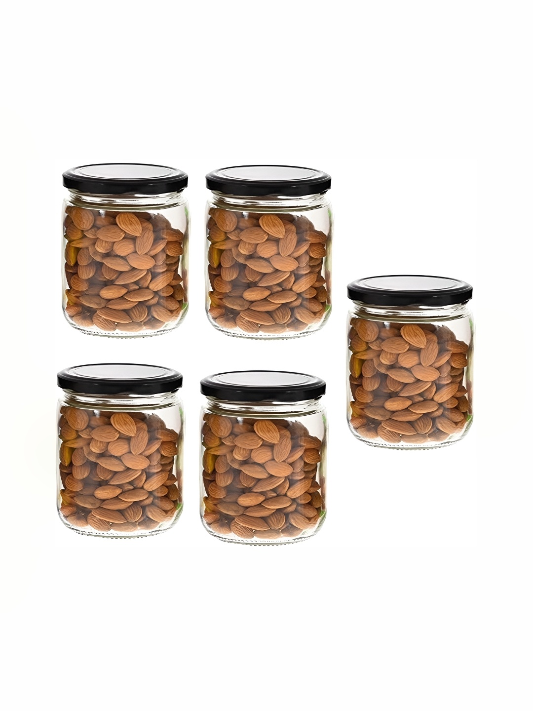 

1ST TIME 5-Pcs Transparent & Black Glass Container With Lid