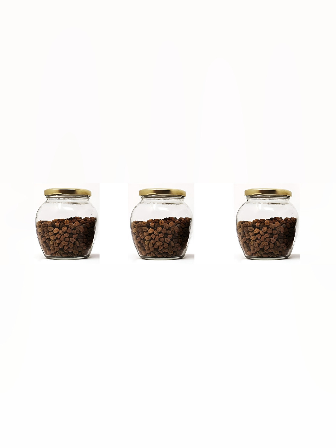 

1ST TIME Transparent & Gold-Toned 3Pcs Dishwasher Safe Glass Containers 350ml Each
