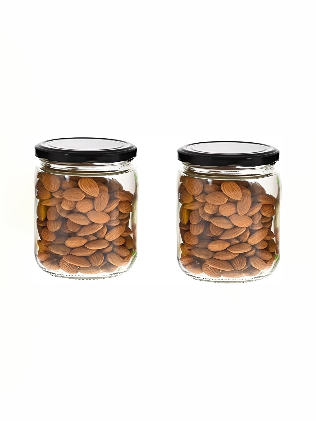 1ST TIME Transparent & Beige 2-Pcs Glass Jar with Lid-500ml each