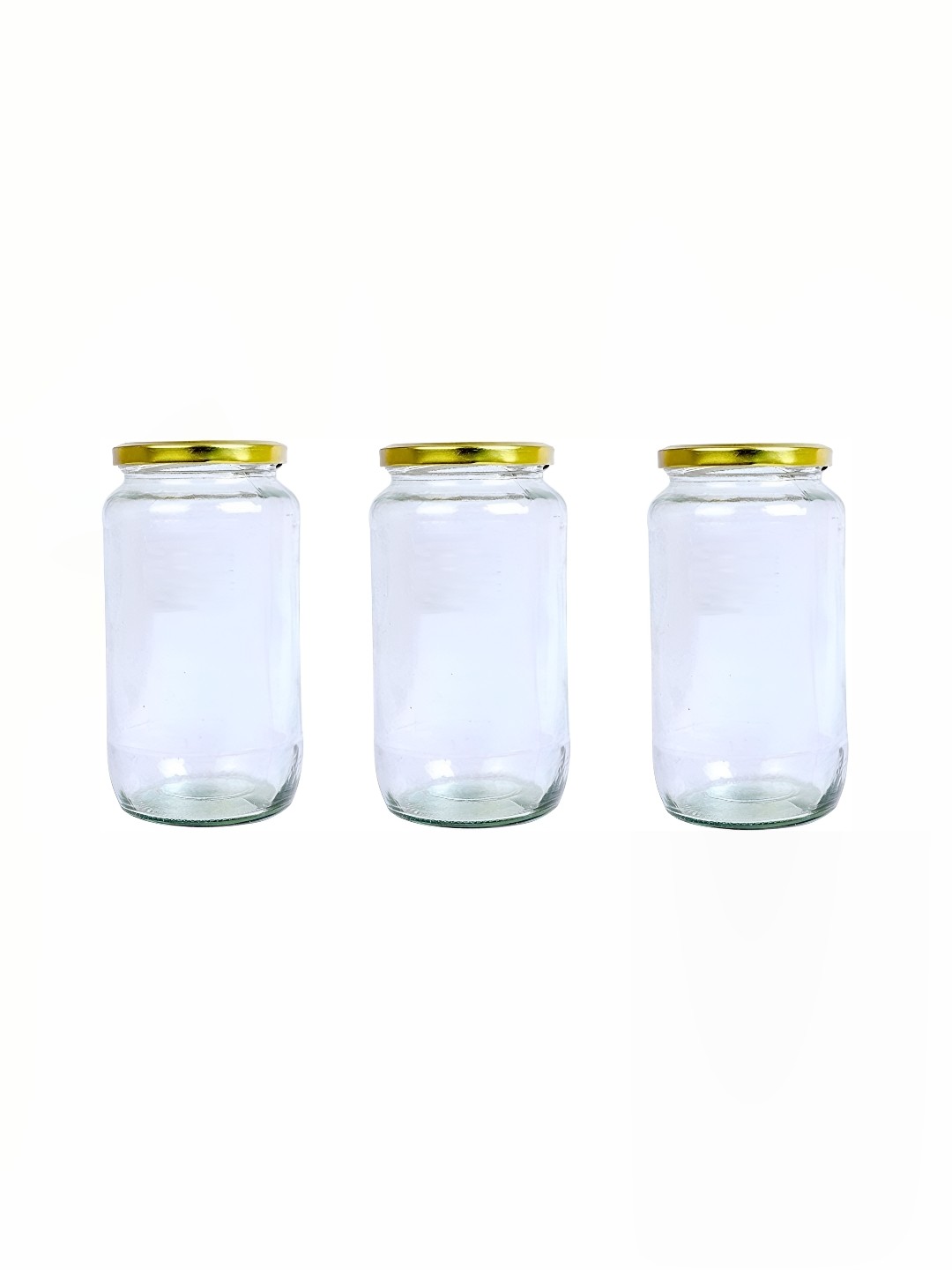 

1ST TIME Transparent & Gold Toned 3 Pieces Glass Containers 500 ml