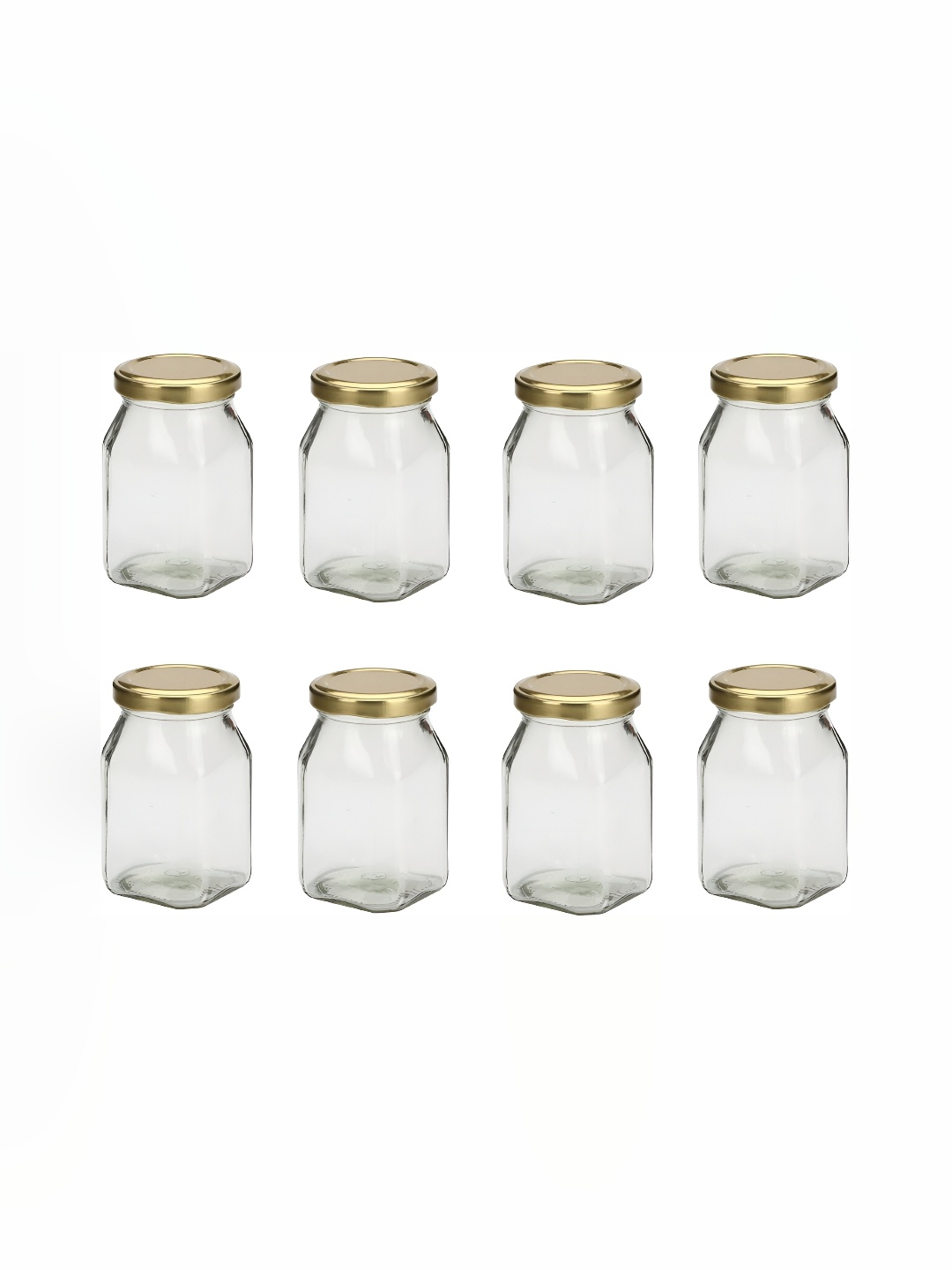 1ST TIME 8-Pcs Transparent & Beige Glass Jar with Lid-400ml each
