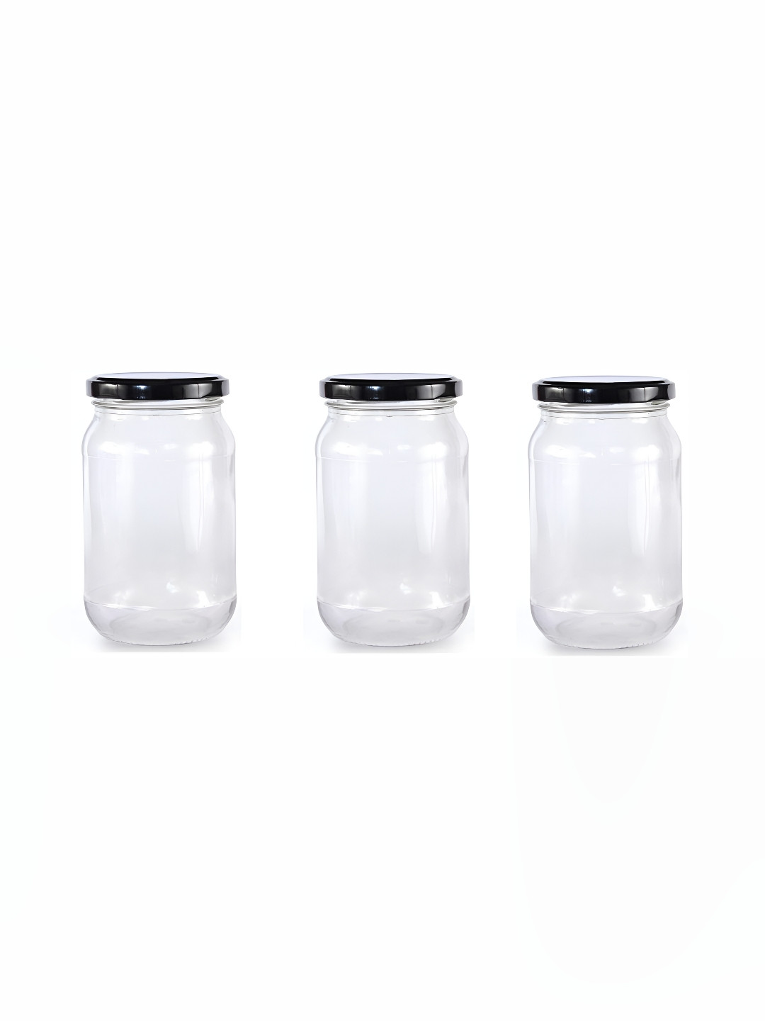 

1ST TIME Transparent & Black 3 Pieces Glass Jar Containers 500 ml Each