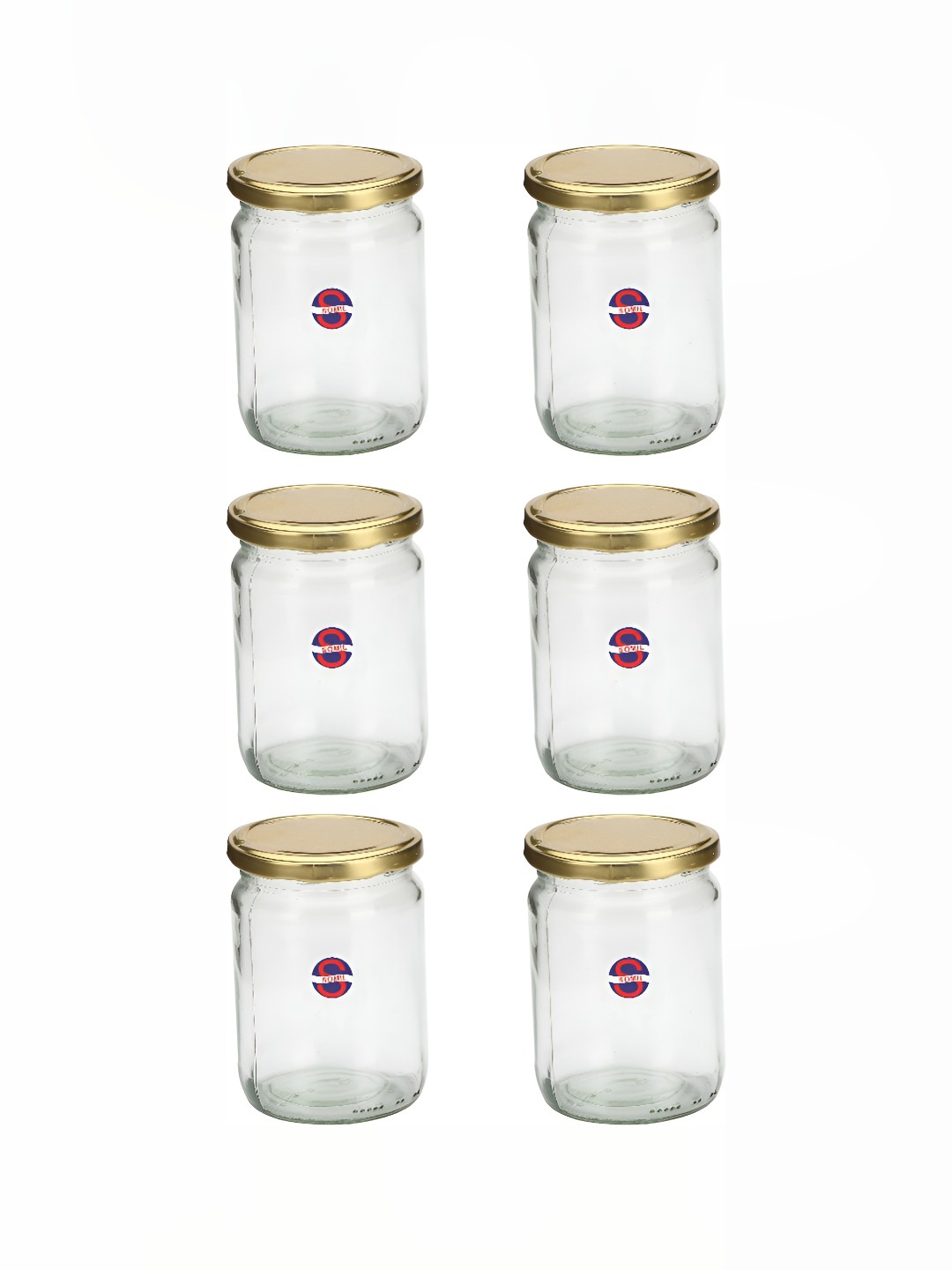 

1ST TIME Transparent & Brown 6 Pieces Glass Jar Containers 500 ml Each
