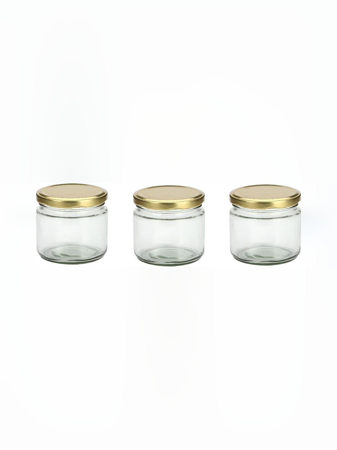1ST TIME Transparent & Brown 3 Pieces Glass Jar Containers 350 ml