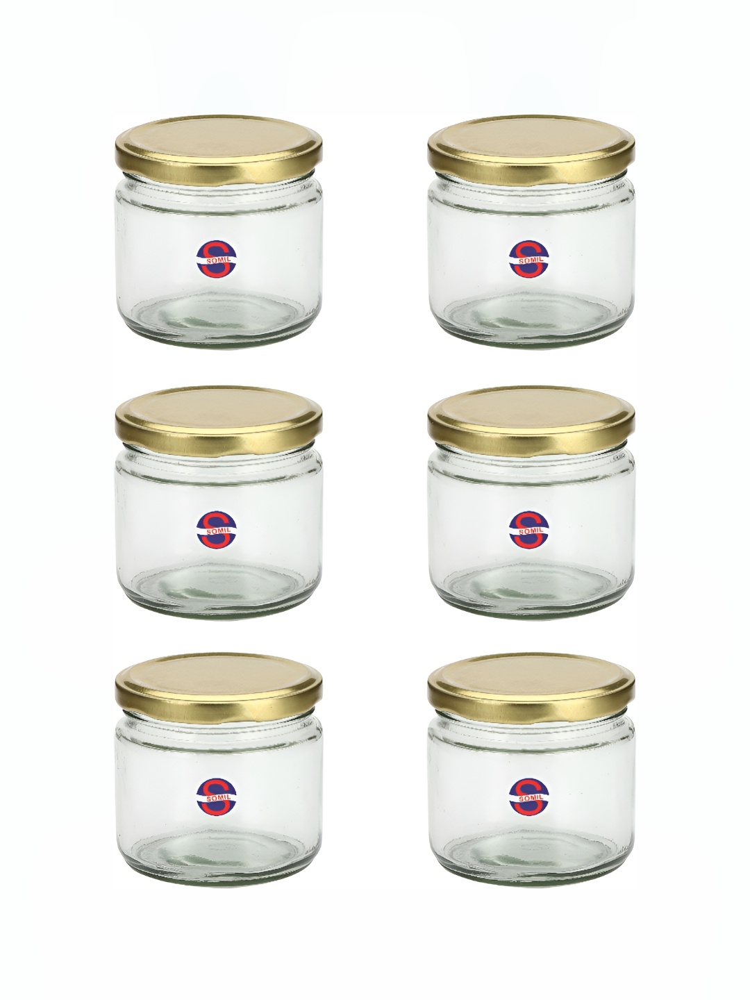 

1ST TIME Transparent & Brown 6 Pieces Glass Jar Containers 350 ml Each