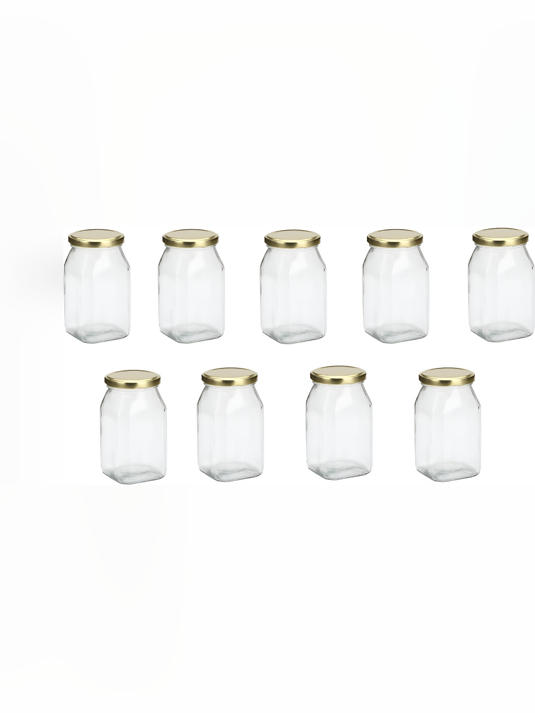 

1ST TIME Transparent & Gold Toned 9 Pieces Glass Containers 200 ml