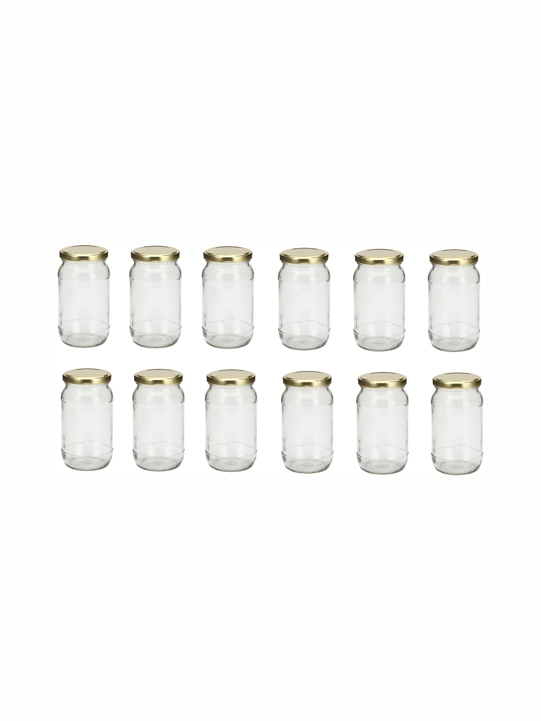 

1ST TIME Transparent & Gold Toned 12 Pieces Dishwasher Safe Glass Containers 400 ml
