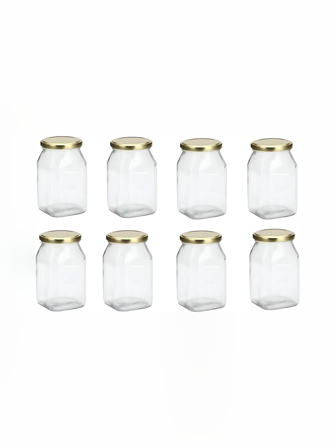 

1ST TIME Transparent & Gold Toned 8 Pcs Glass Containers 400 Ml Each