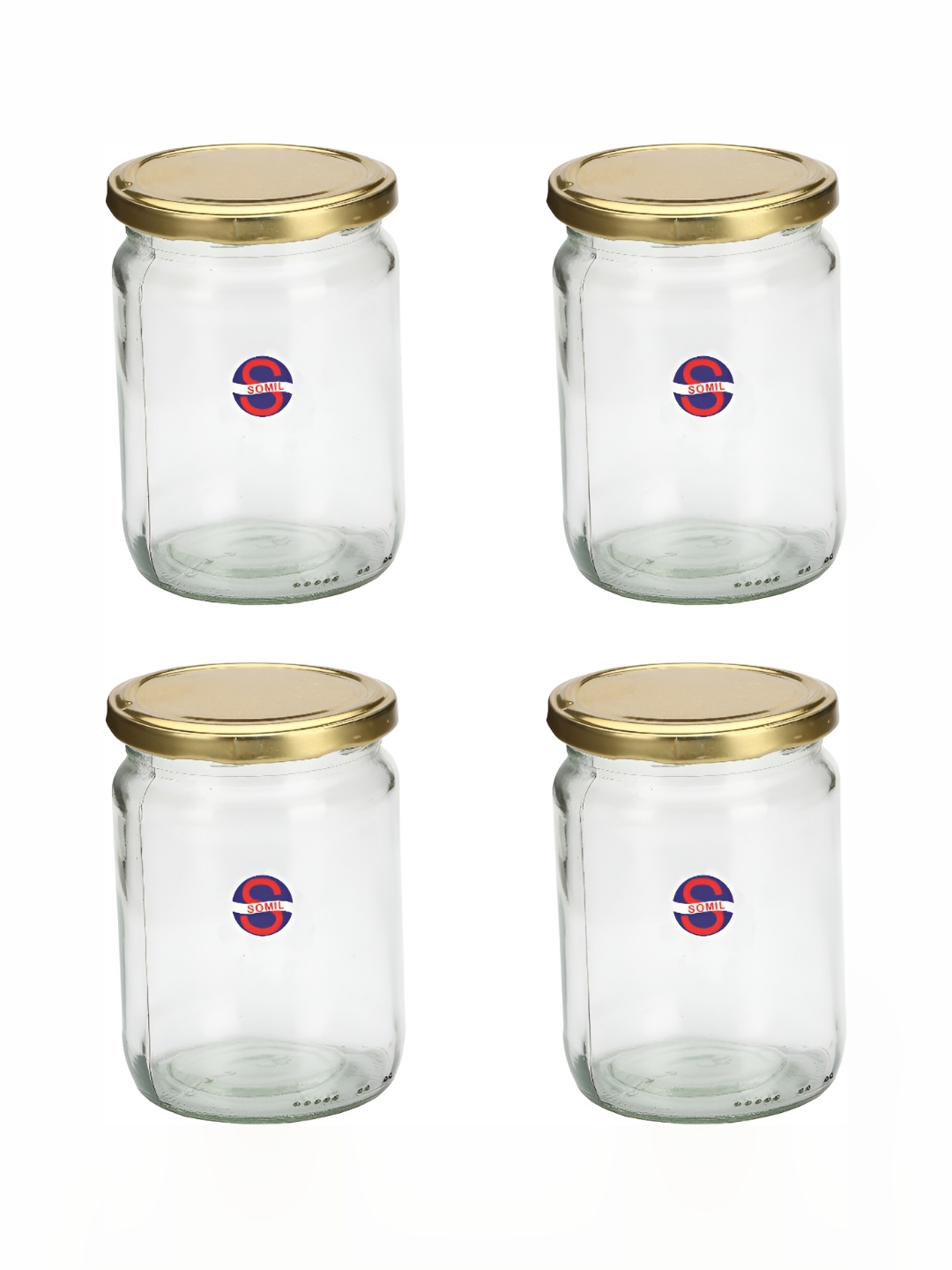 

1ST TIME Transparent & Gold Toned 4 Pieces Glass Containers 500 ml Each