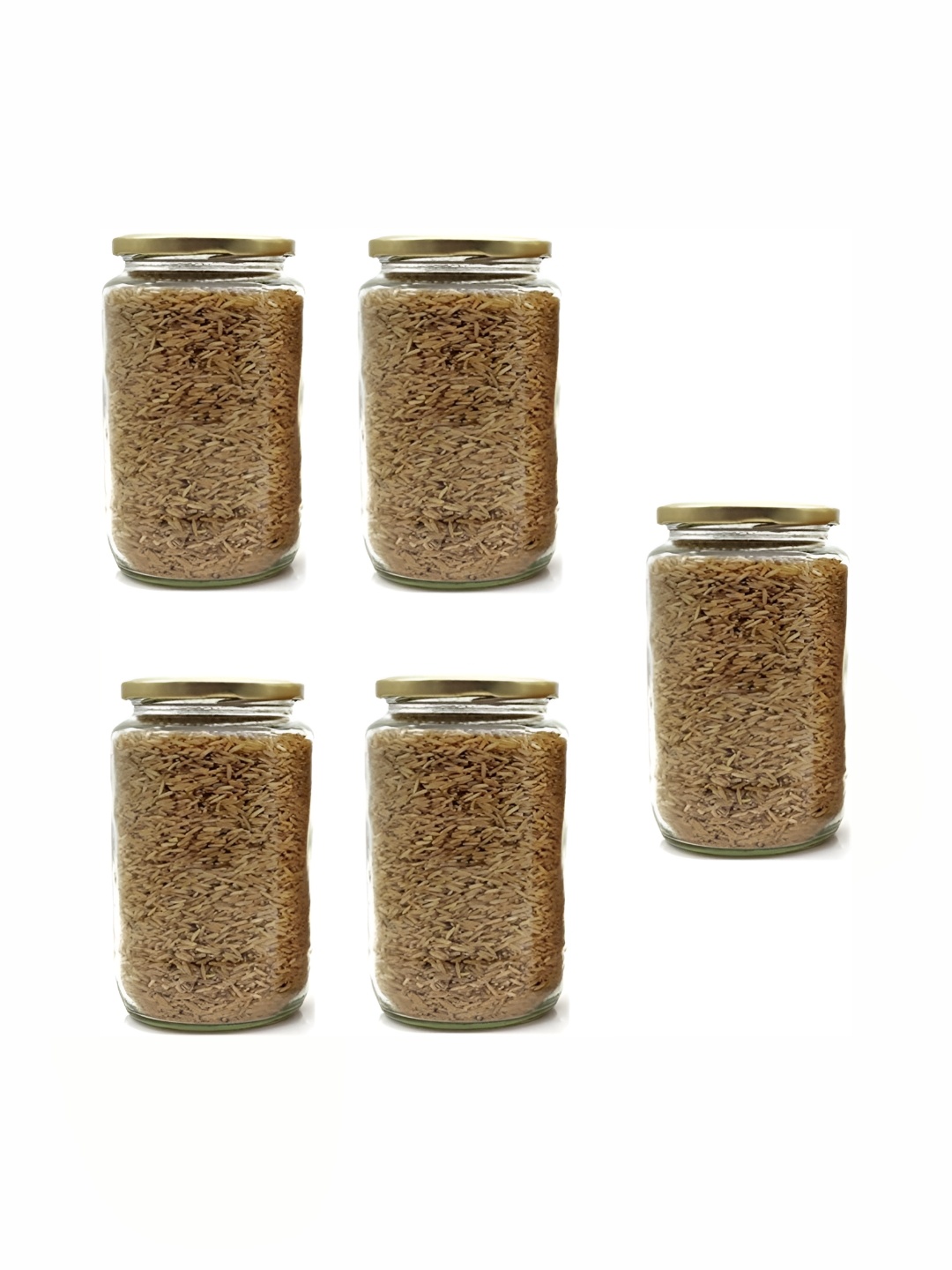 

1ST TIME Transparent & Gold Toned 5 Pieces Glass Containers 500 ml Each