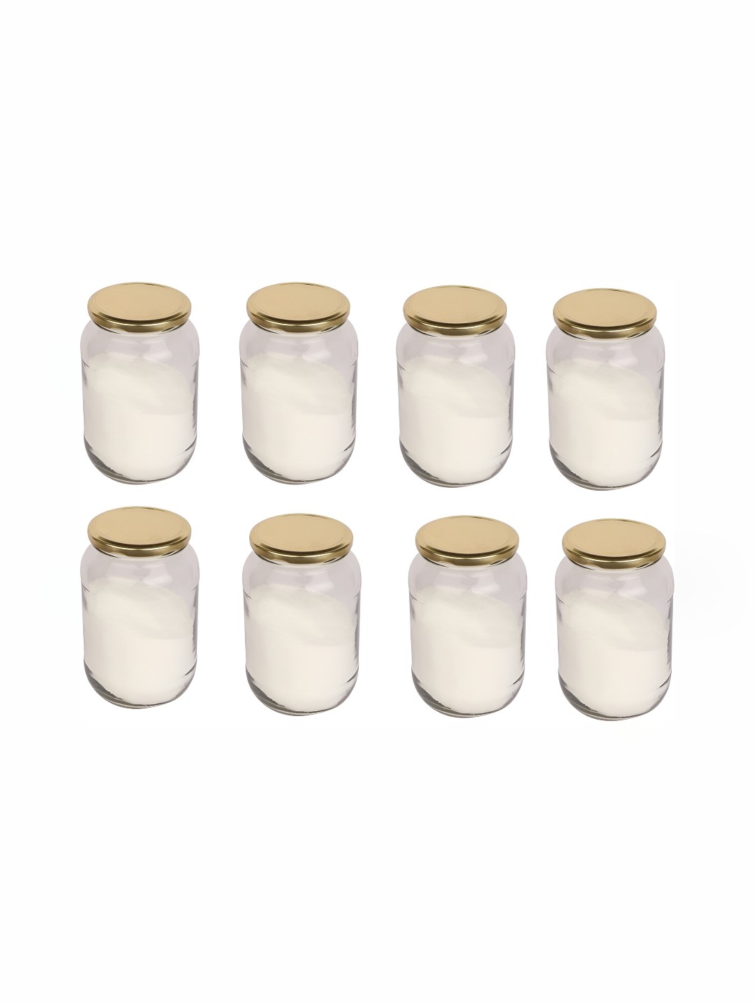 

1ST TIME Transparent & Gold Toned 8 Pieces Dishwasher Safe Glass Containers 500 ml