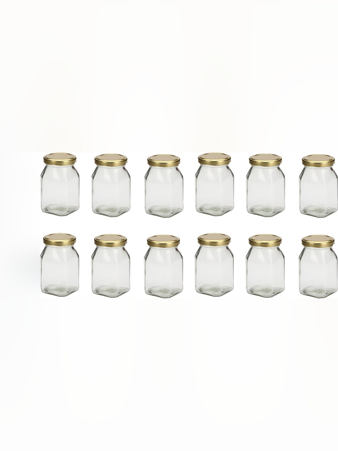 

1ST TIME Transparent & Gold Toned 12 Pieces Glass Containers 400 ml Each