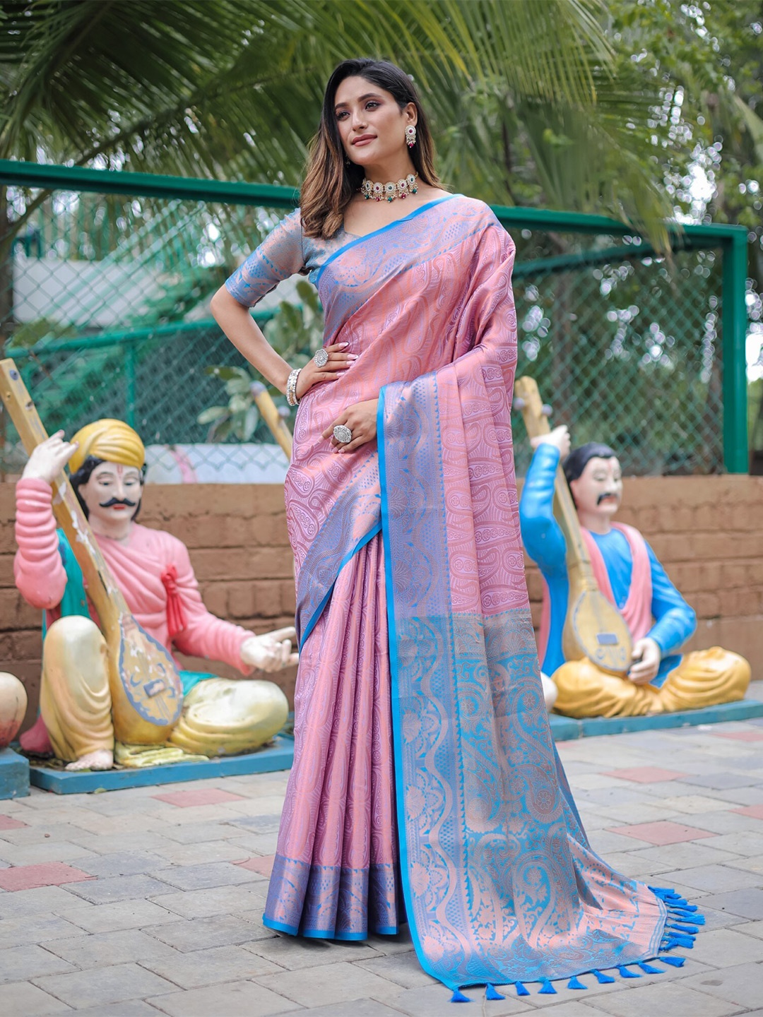 

LeeliPeeri Designer Ethnic Motifs Woven Design Zari Kanjeevaram Silk Saree, Purple