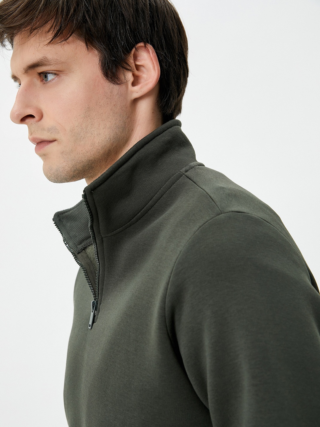 

Koton High Neck Pullover Sweatshirt, Khaki
