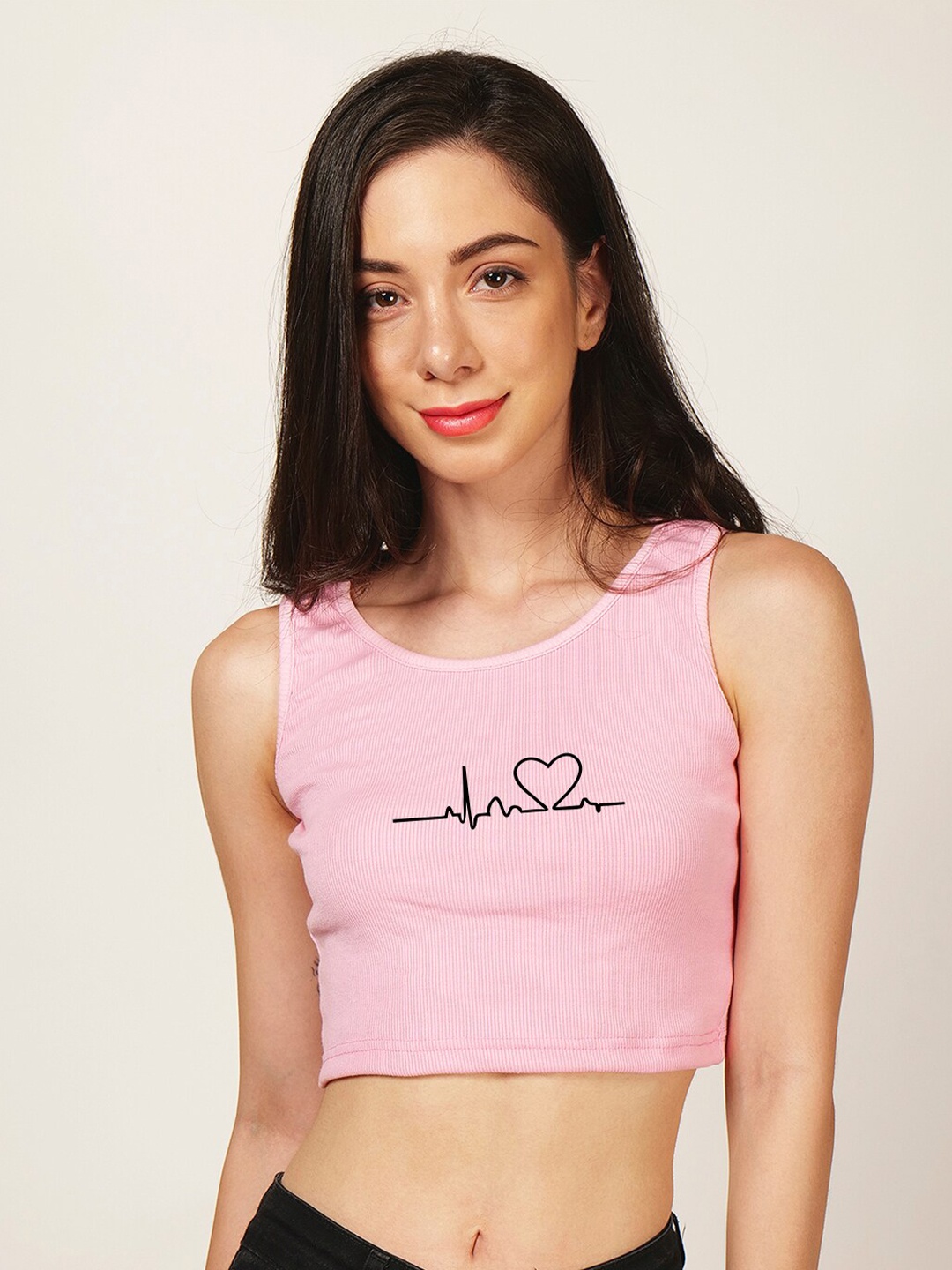 

Fashion And Youth Printed Sleeveless Tank Crop Top, Pink