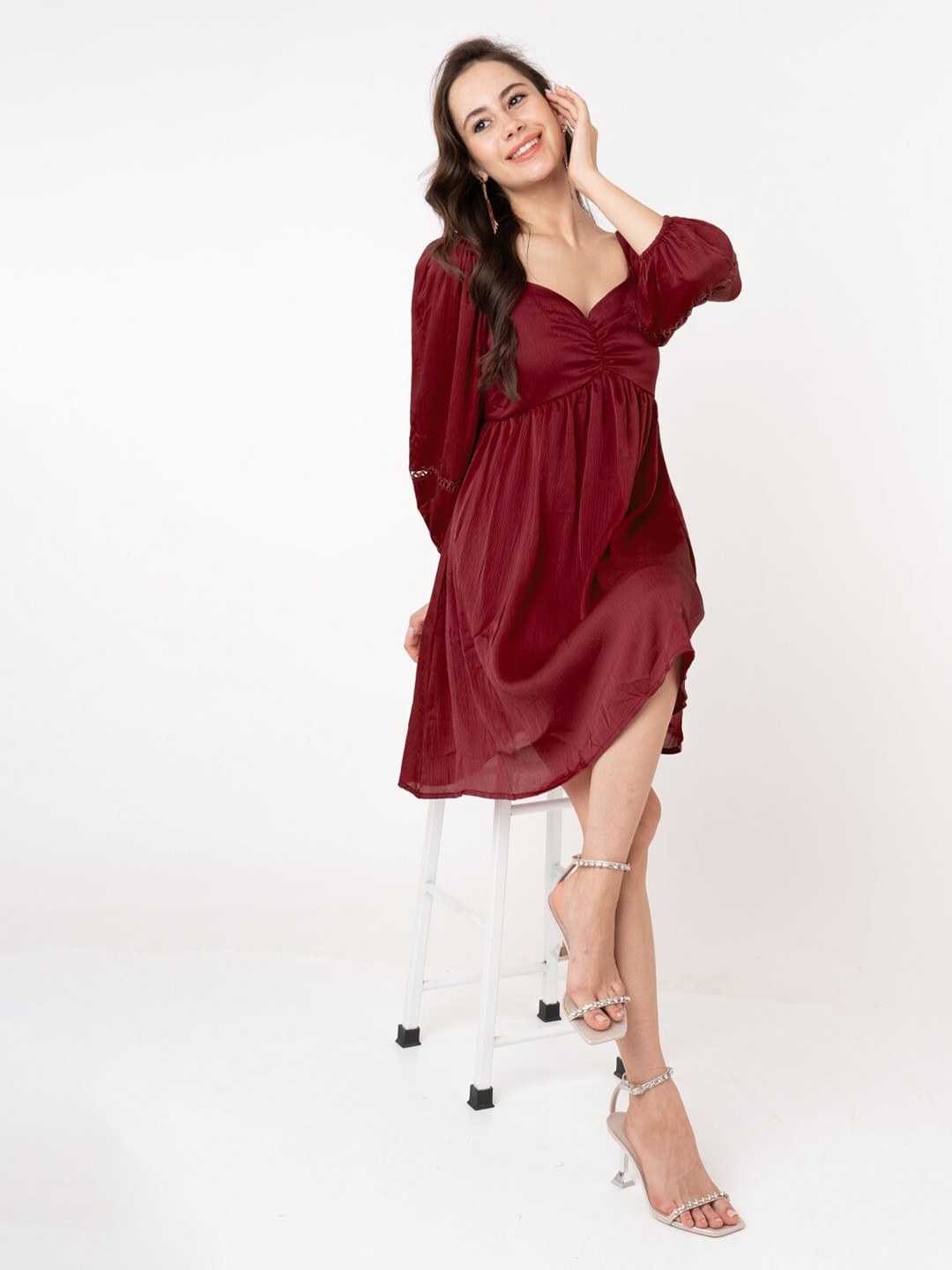 

Zink London Fit & Flare Midi Dress, Red