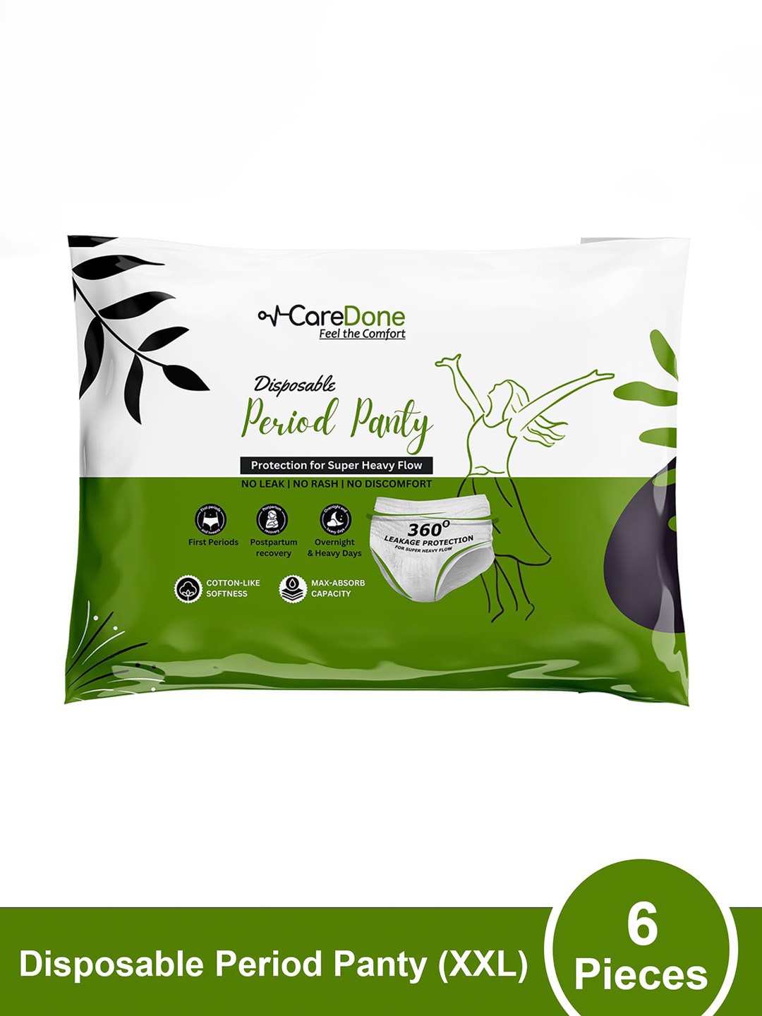 

CareDone 6Pcs Leak-Proof XXL Disposable Period Panties, White