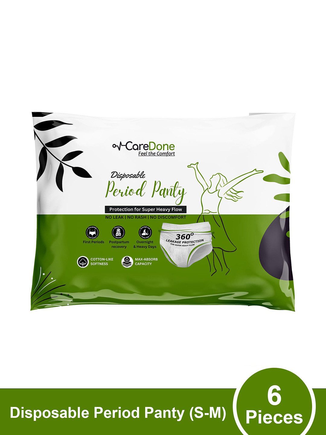 

CareDone 6Pcs Leak-Proof Disposable Period Panties-XXL, White