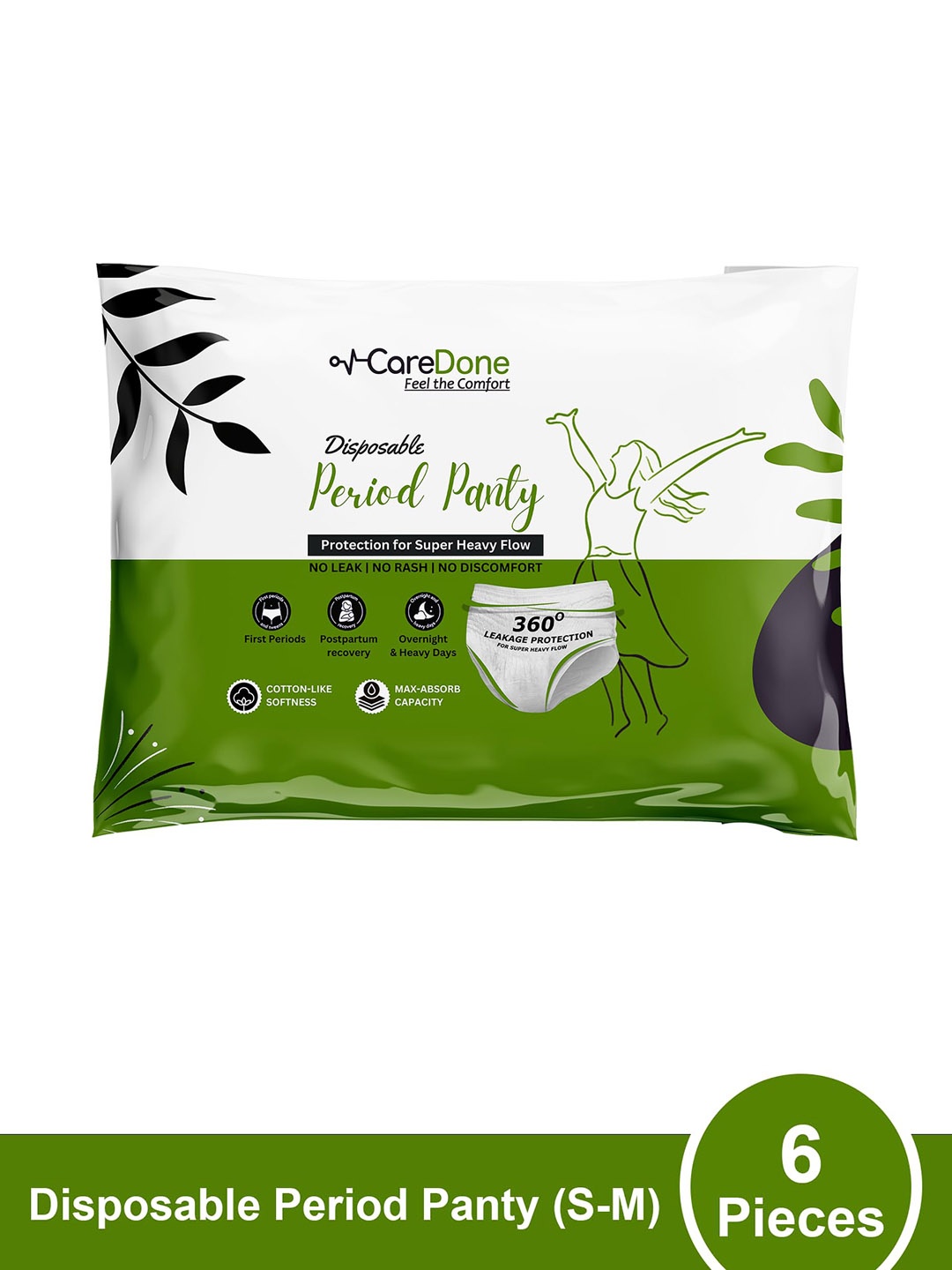 

CareDone 6Pcs Leak-Proof Disposable Period Panties-XXL, White