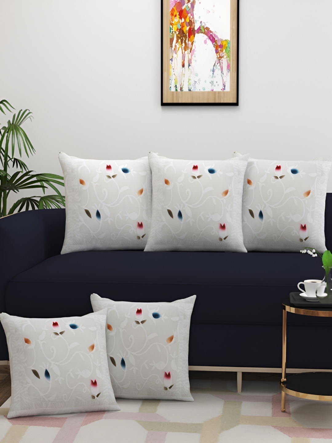 

BIGGER FISH White 5 Pcs Square Cushion Covers